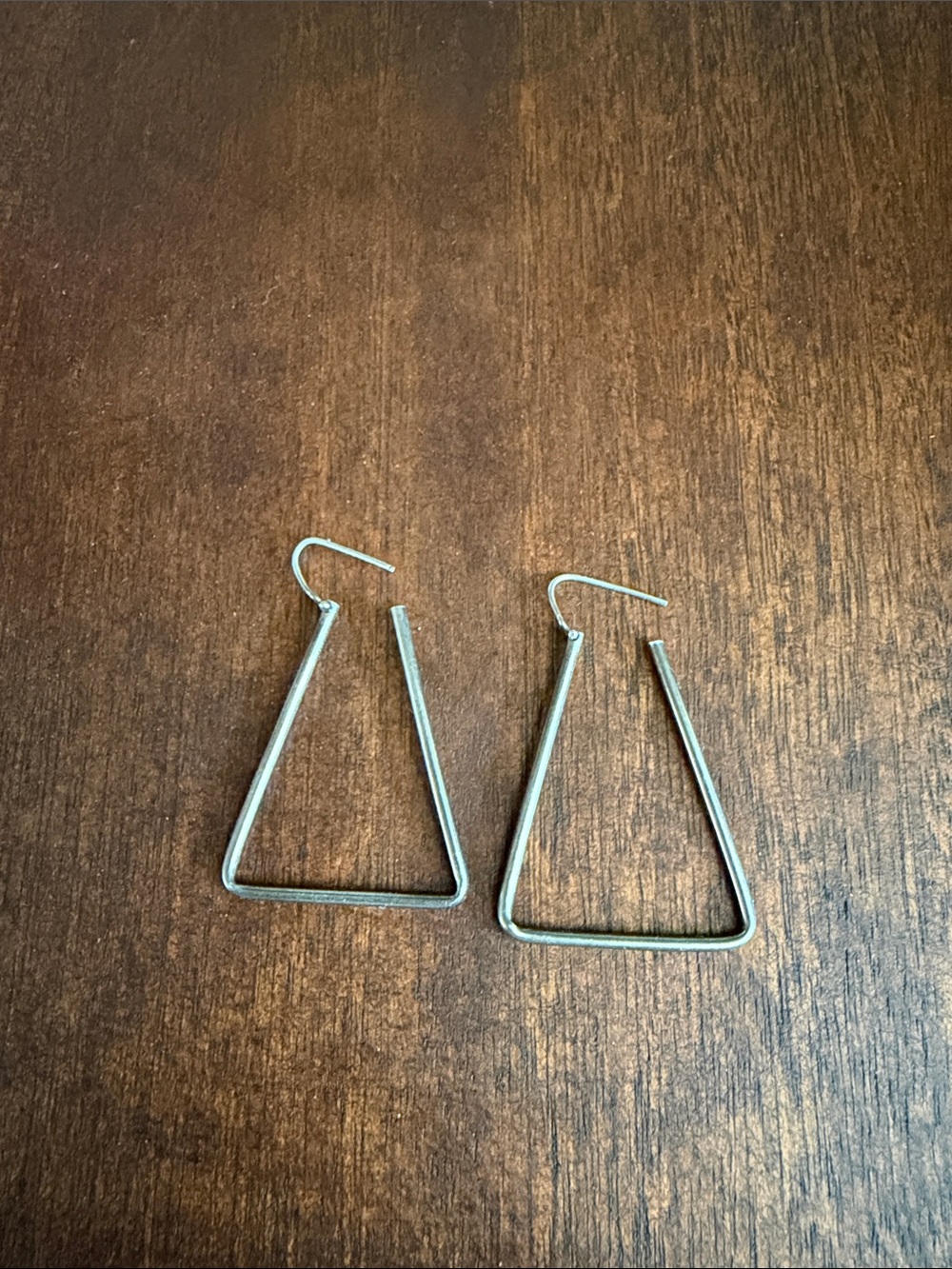 Vintage Minimalist Triangle Drop Earrings in Sterling Silver